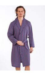 Тонкий мужской халат из натурального хлопка в полоску с запахом B&B B&B_Pisa riga rossa