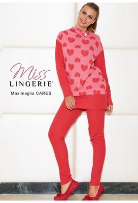 Красный теплый молодежный домашний комплект Miss Lingerie DiBen_Cares