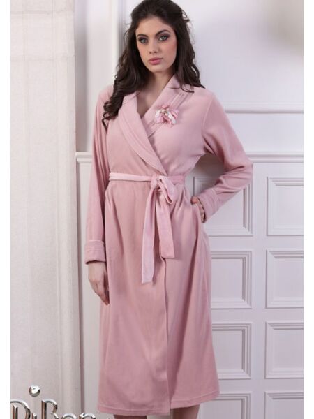 Длинный велюровый халат, розовый с бантом DiBen Diben_Sogno