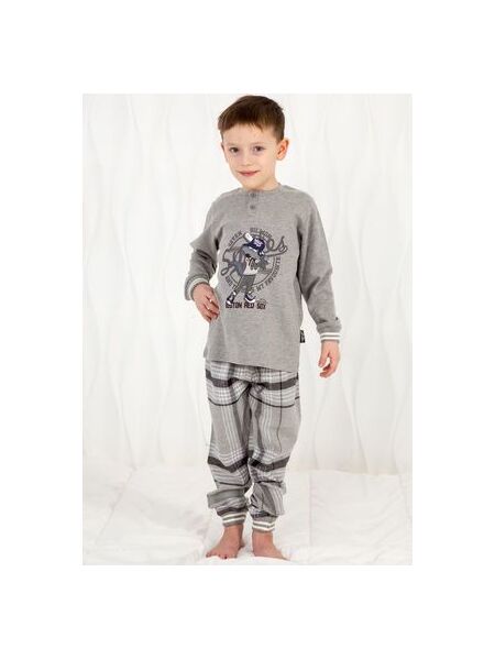 Уютная пижама для мальчика с клетчатыми брюками Happy people HP_3119