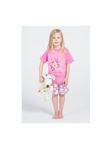 Розовая футболка и шорты с сердечками для девочки Eclisse C2193 rosa