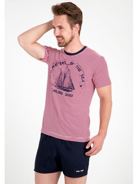 Летняя мужская футболка с кораблем Ferrucci FE_2717 Aliscafo rosso
