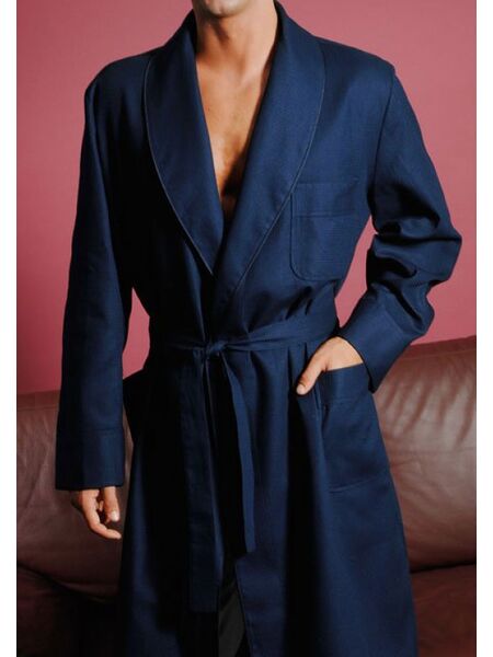 Легкий мужской халат из 100% хлопка темно-синего цвета B&B B&B_Tolone